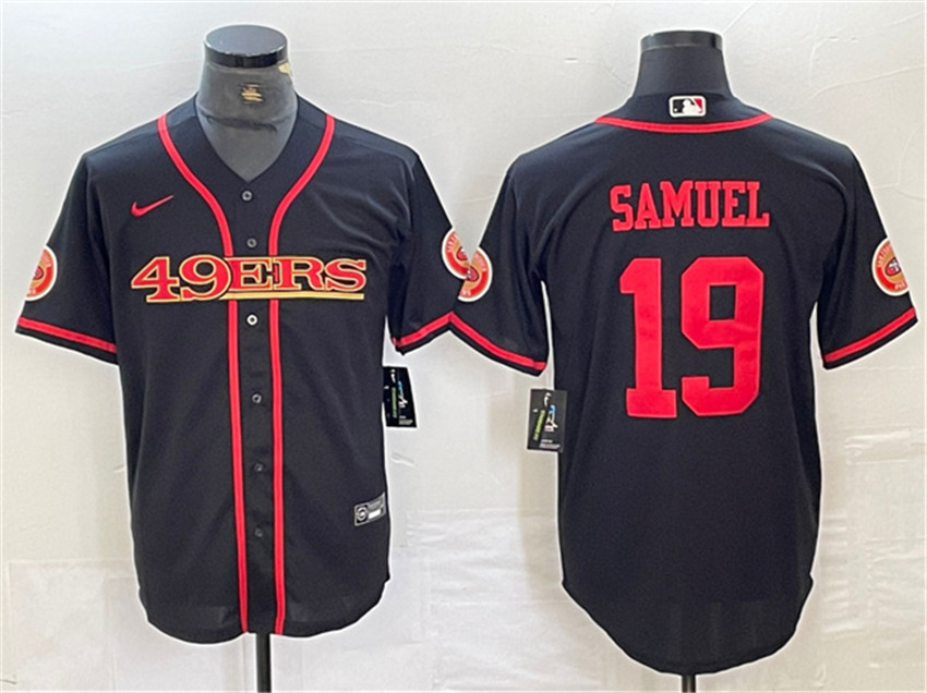 Men's Black San Francisco 49ers #19 Deebo Samuel With Patch Cool Base Stitched Baseball Jersey